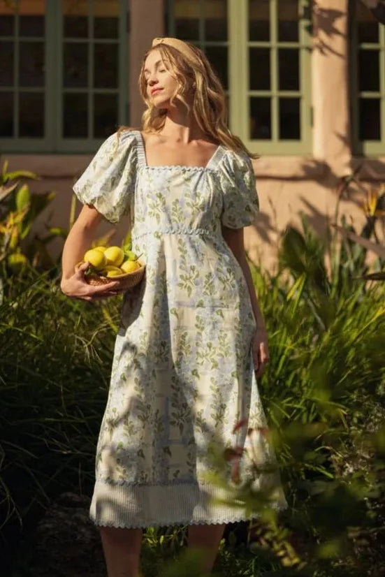 Jod Square Neck Rickrack Trim Dress