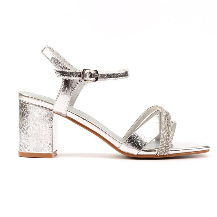 Jodi Silver Block Heel Sandal