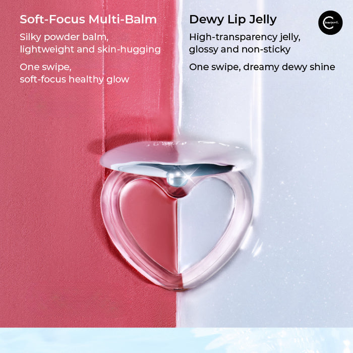 JUDYDOLL Dual-Use Multi-Balm blush in a heart-shaped compact, front view