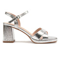 Justina Silver Block Heel Sandal