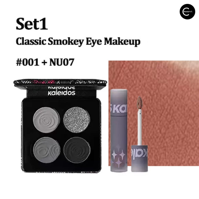 Kaleidos Stormbird Matte Quad Eyeshadow & Lip Powder Cream Set shade #002+NU02