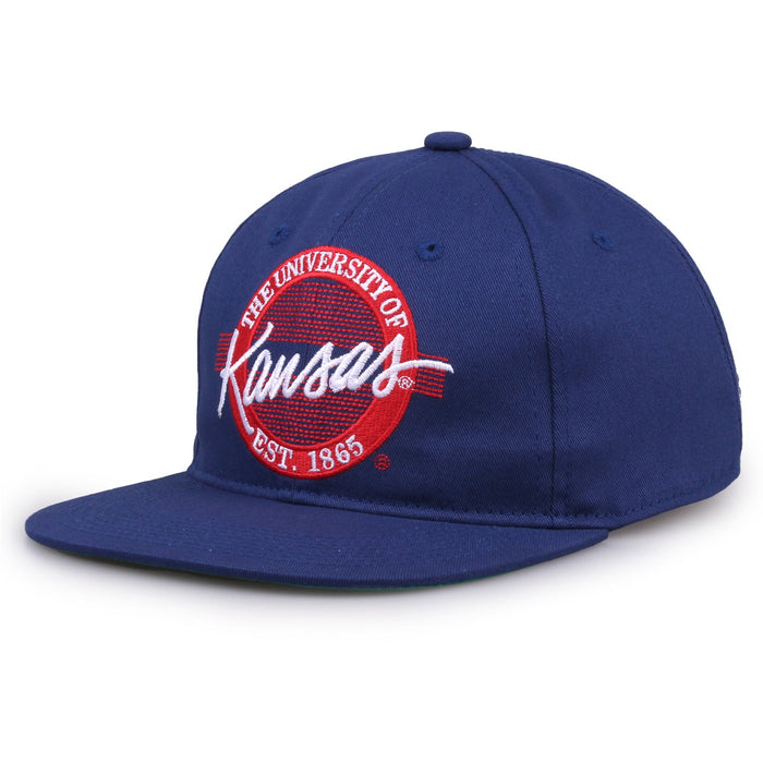 Kansas Jayhawks Retro Circle Snapback - Royal, alternate view 1