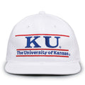 Kansas Retro Bar snapback hat in white, front view