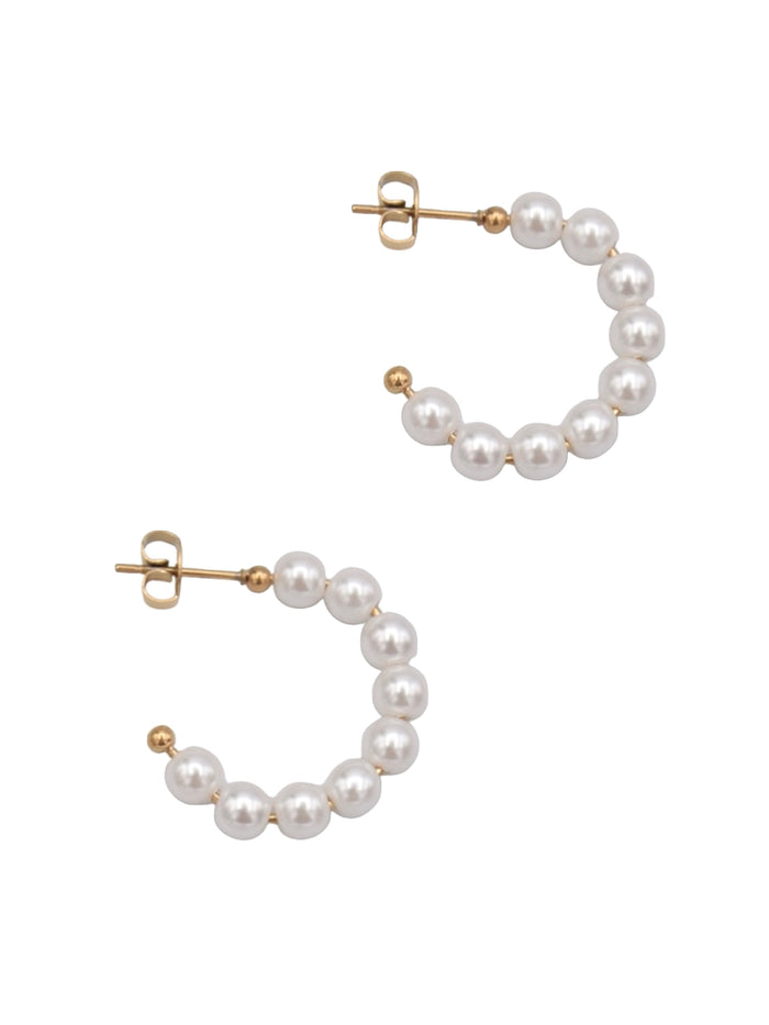 KEEP IT CLASSY Pearl Hoop Earrings