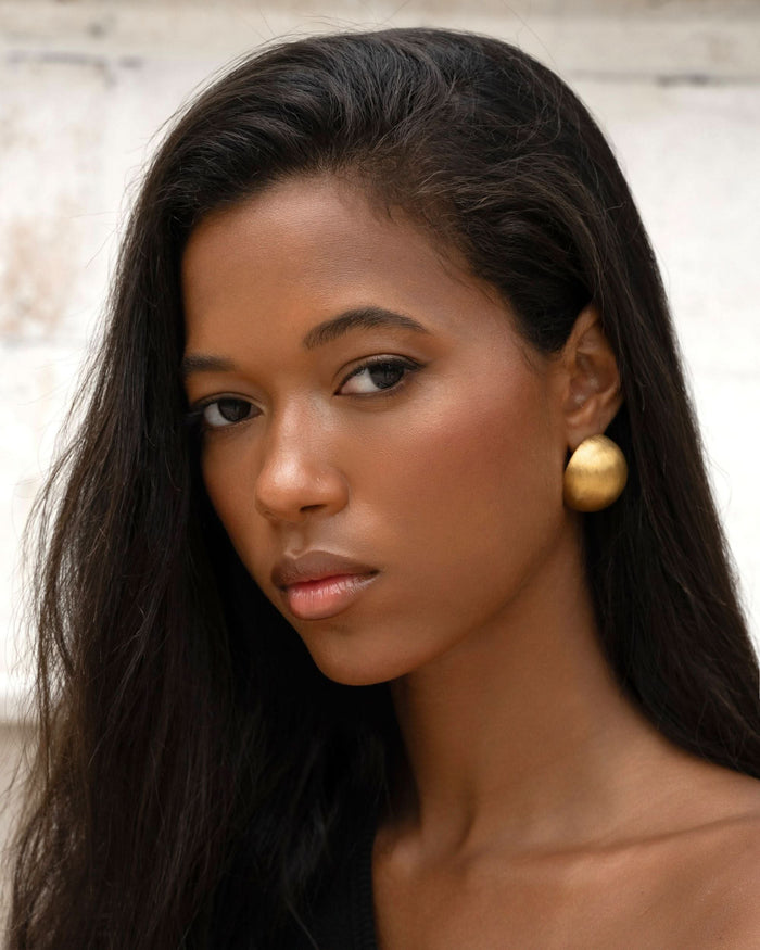 minimalist gold dome earrings