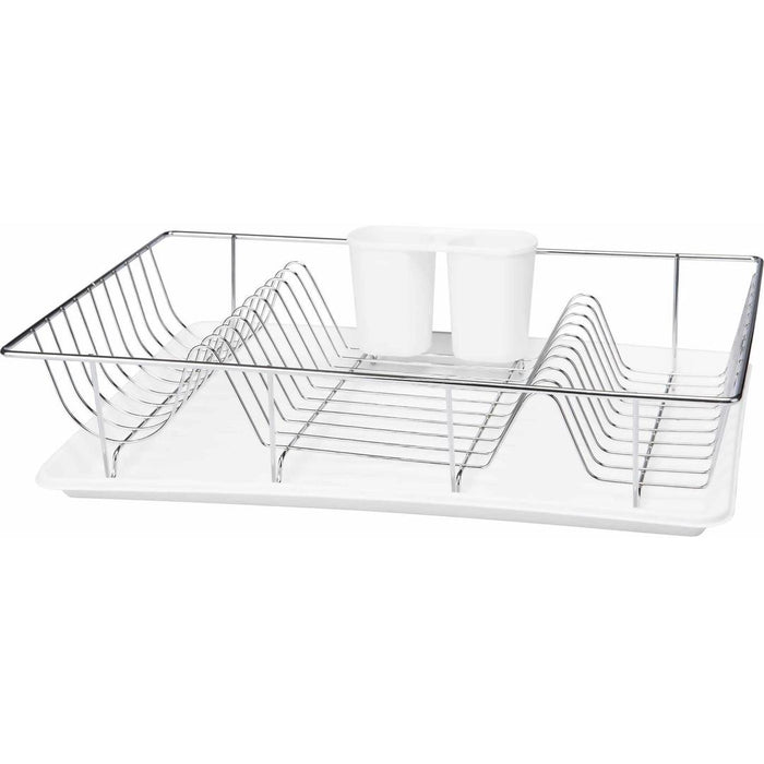 Kitchen Details Chrome 3 Piece Set Dish Rack in White