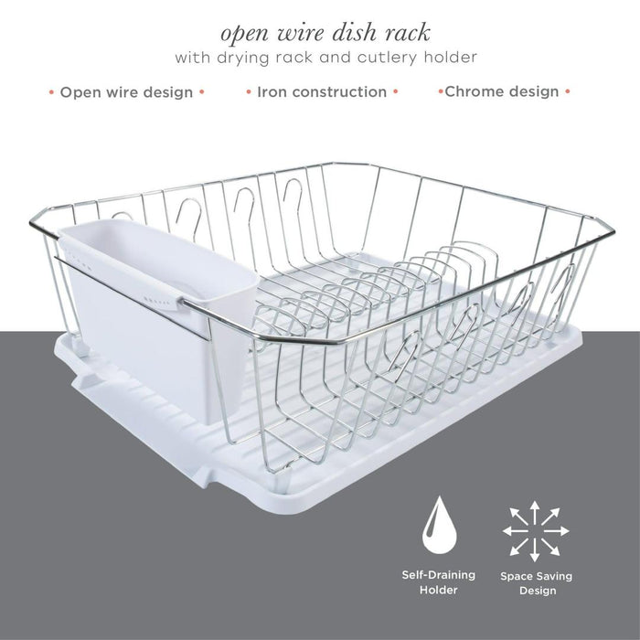 Kitchen Details Chrome 3 Piece Set Dish Rack in White