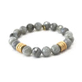 Labradorite Bracelet | Faceted Gray with Gold Rings