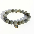 Labradorite Bracelet + Gold Peace Charm