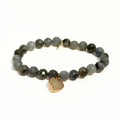 Labradorite Bracelet + Pale Yellow Druzy Heart Charm