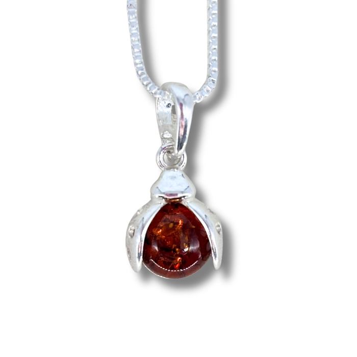 Ladybug Necklace in Amber