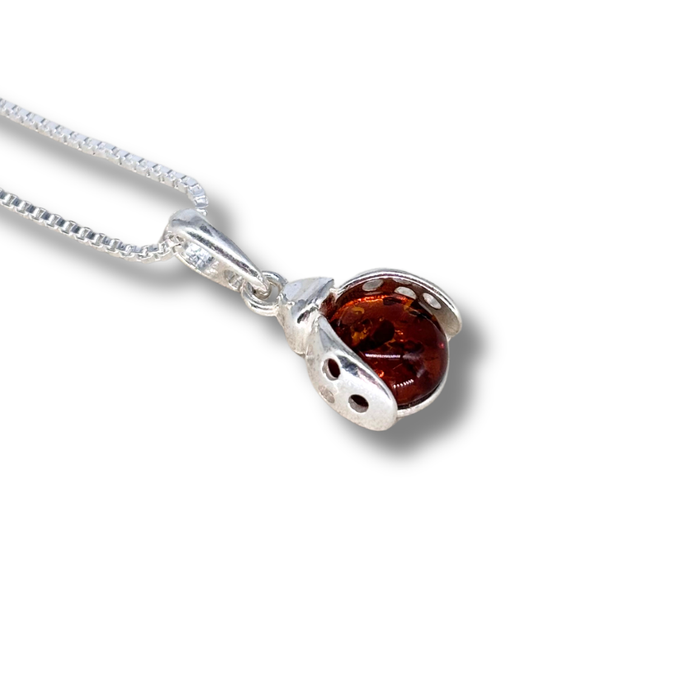 Ladybug Necklace in Amber