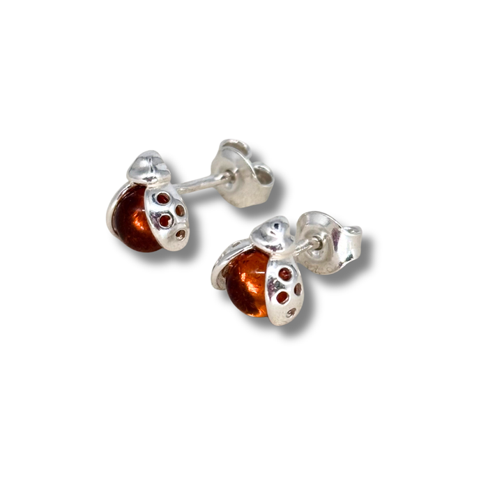 Ladybug Studs in Amber