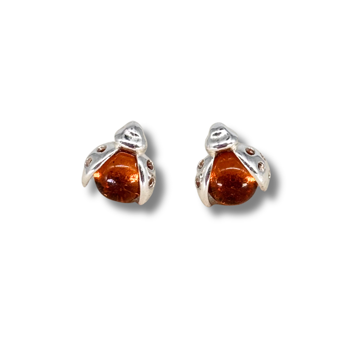 Ladybug Studs in Amber
