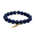 Lapis Lazuli Bracelet | Brass Feather Charm