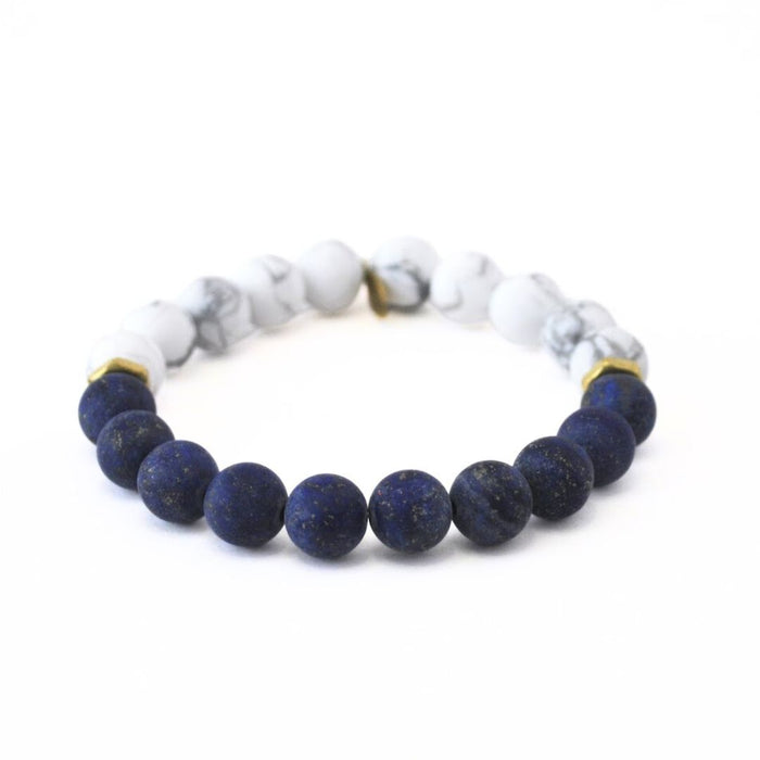 Lapis Lazuli Bracelet with Howlite + Brass Hex Nuts