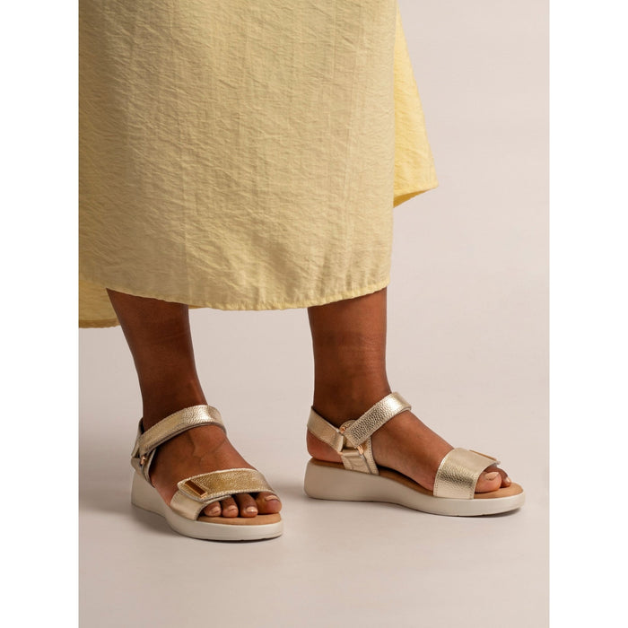 Lark Gold Leather Wedge Sandal