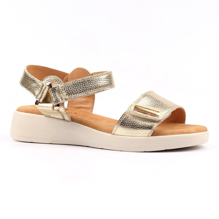 Lark Gold Leather Wedge Sandal