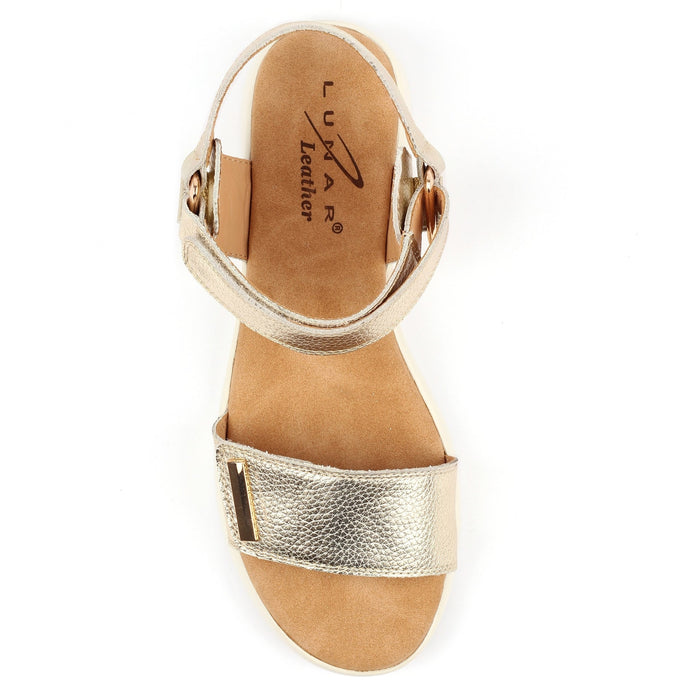 Lark Gold Leather Wedge Sandal