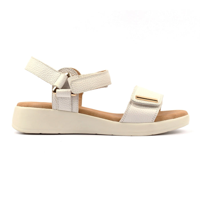 Lark White Leather Wedge Sandal