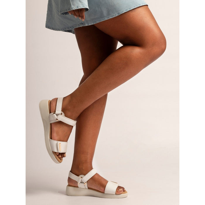Lark White Leather Wedge Sandal