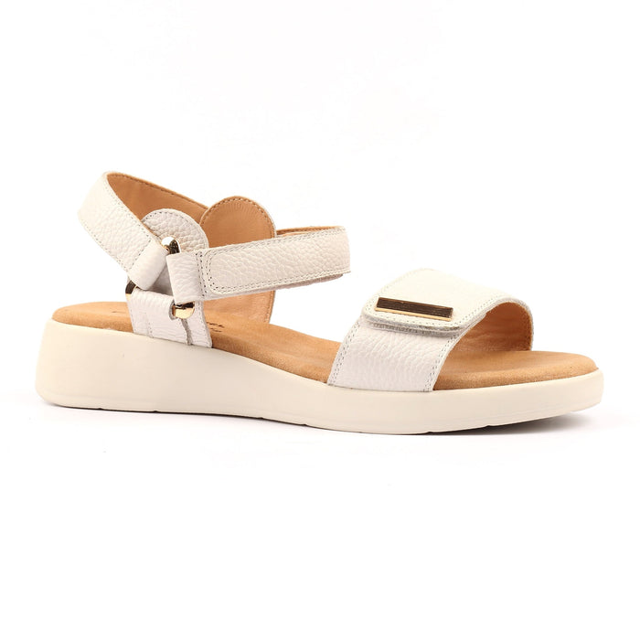 Lark White Leather Wedge Sandal