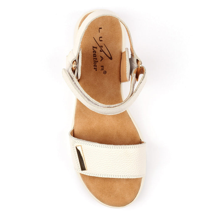 Lark White Leather Wedge Sandal