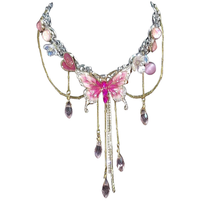 LATAO Butterfly Button Titanium Choker - #Pink Enchantress style #01