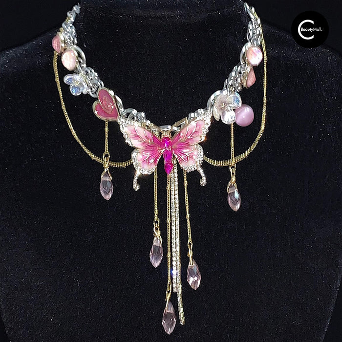 LATAO Butterfly Button Titanium Choker - #Pink Enchantress style #02
