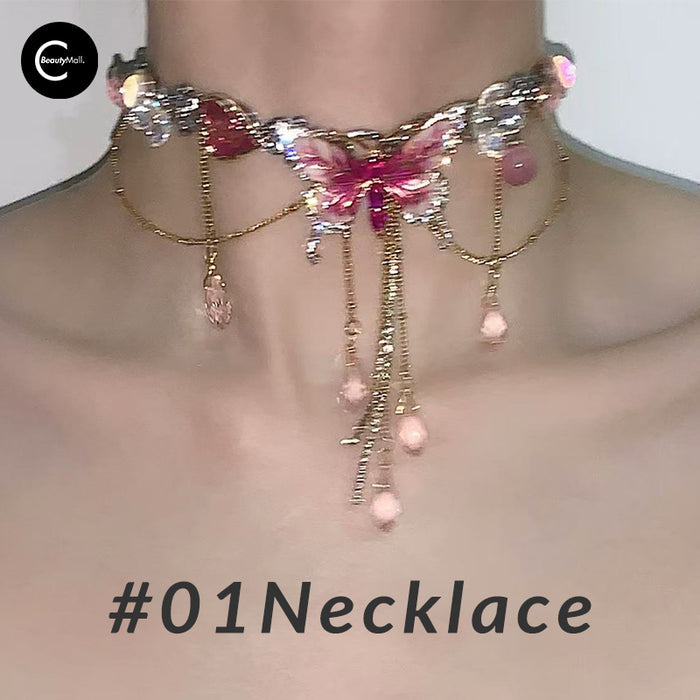 LATAO Butterfly Button Titanium Choker - #Pink Enchantress style #01