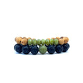 Lava, Jade, & Sandalwood Bracelet Stack