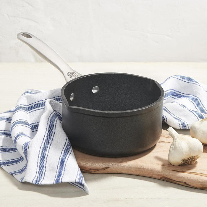 Le Creuset Toughened Nonstick PRO Open Saucepan with Double Pour Spouts, 1.7 qt.
