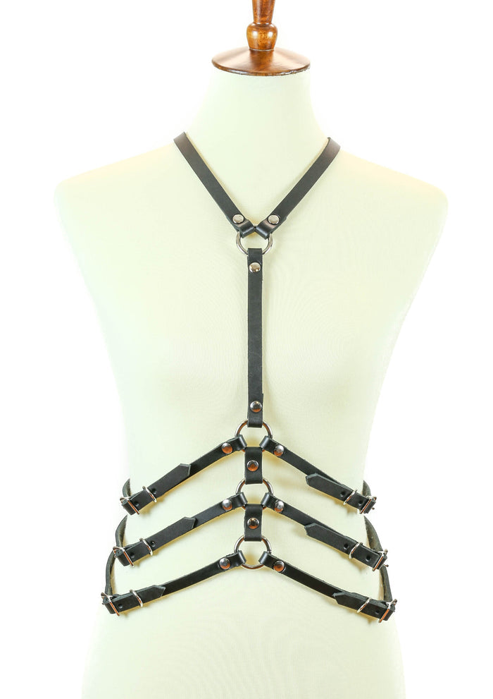 Leather Skinny 3 Waist Belt 'Y' Harness