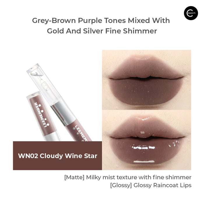LEEMEMBER Limited Edition Smoky Wine Series Dual-Ended Lip Glaze WN03