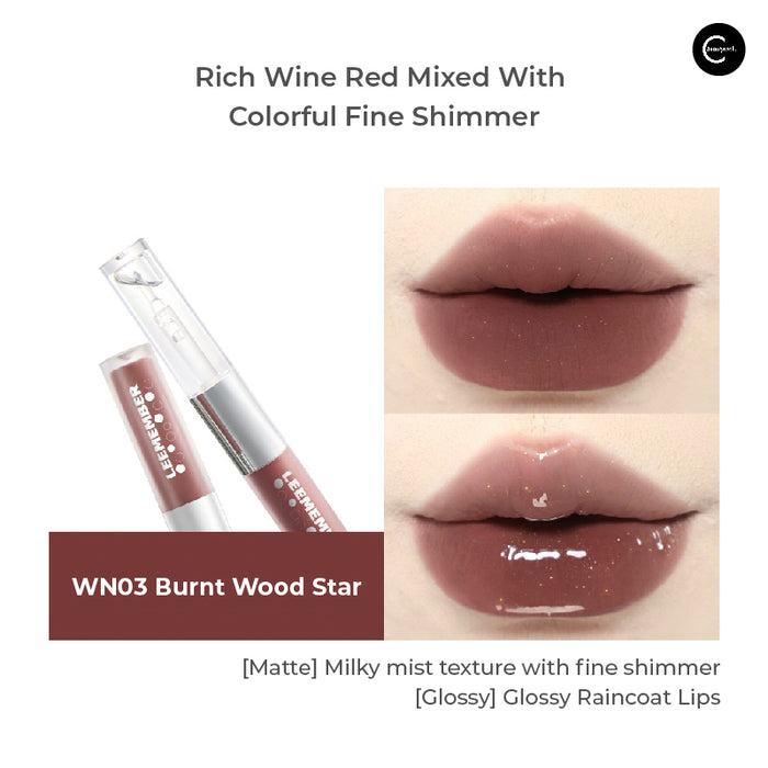 LEEMEMBER Limited Edition Smoky Wine Series Dual-Ended Lip Glaze detail