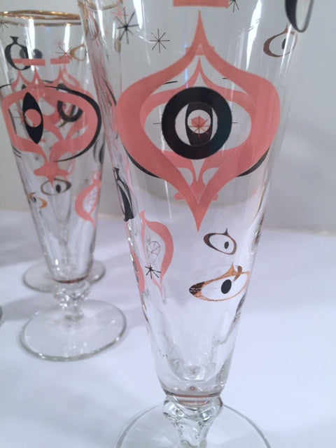Libbey - Seville Mid Century Atomic Champagne/Pilsner Glasses (Set of 6)