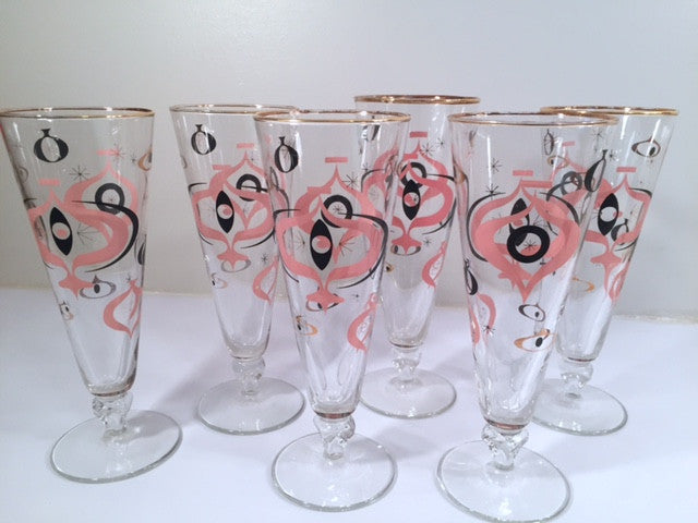 Libbey - Seville Mid Century Atomic Champagne/Pilsner Glasses (Set of 6)