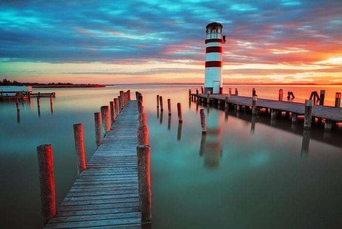 Lighthouse under sunset Wall Mural-Wall Mural-Eazywallz