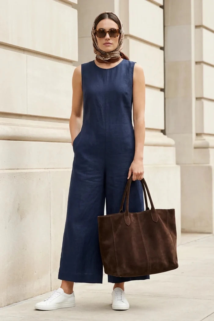 Ленен гащеризон "Lusha" – Тъмносин Минимализъм VIPART Roberto Fashion Store Set VPR0205JMPSUINAV1 1