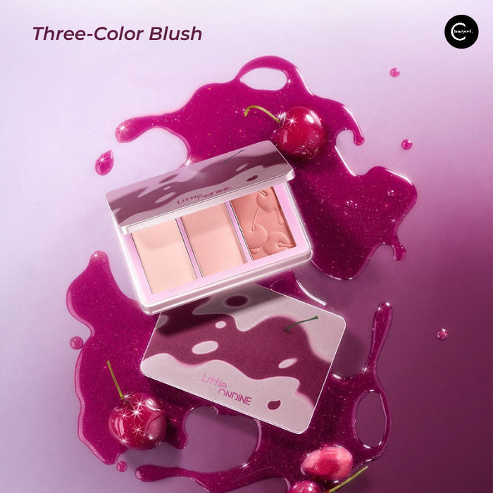 Little Ondine Three-Color Blush palette shown open with three blush pans