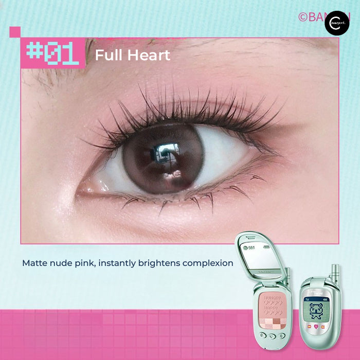 Little Ondine Tamagotchi Pixel Pals Full Heart makeup gift box with matte nude pink eye look and compact view