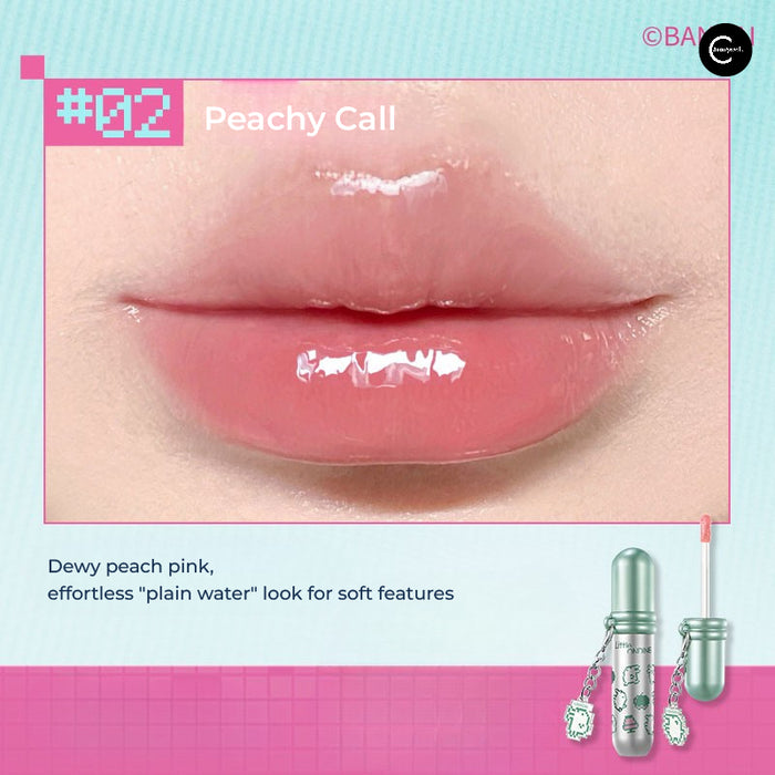 Little Ondine Peachy Call peach pink lip product swatch with tube packaging