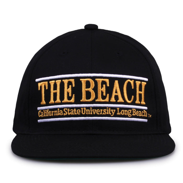 Long Beach Retro Bar snapback hat in black, front view