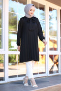 Long Black Pleated Tunic - Divinity Collection