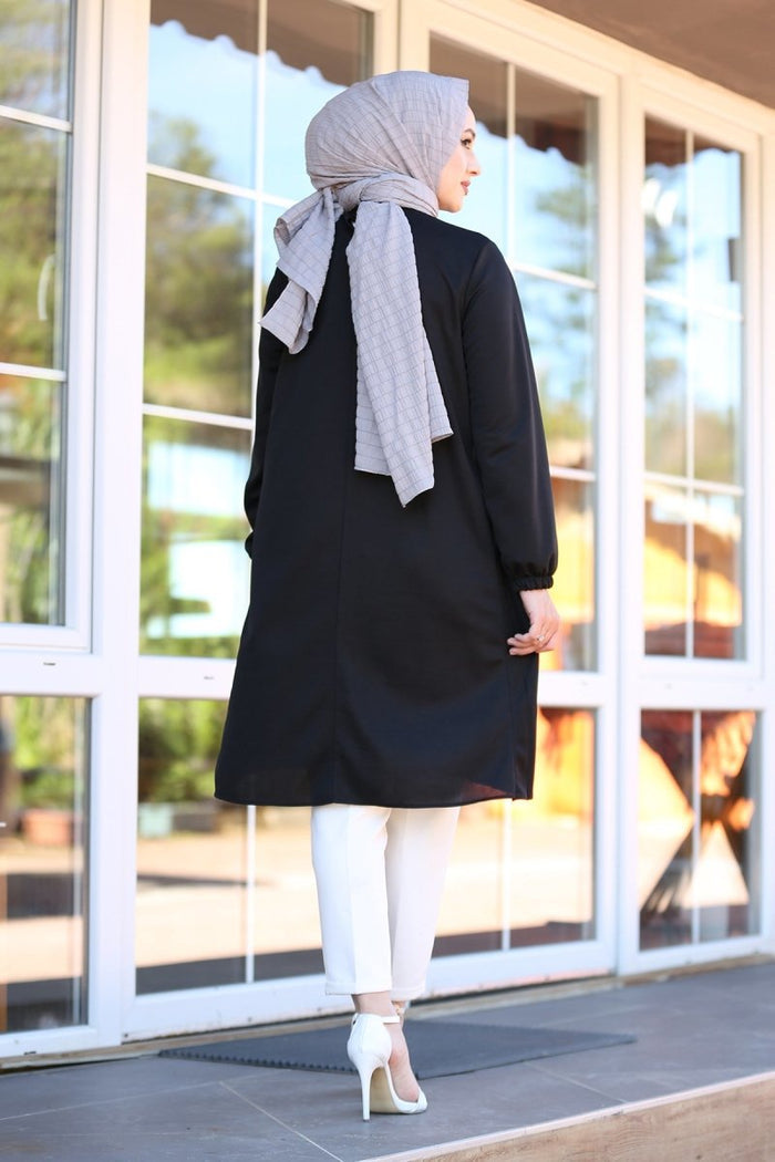 Long Black Pleated Tunic - Divinity Collection