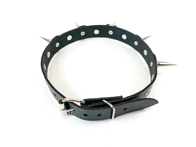 Long Spike Steampunk Gear Leather  Choker