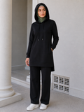Longline Side Split Hoodie – Black