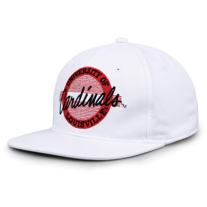 Louisville Cardinals Retro Circle Snapback - White, alternate view 1