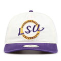 LSU Original Circle snapback hat with embroidered school design, front view