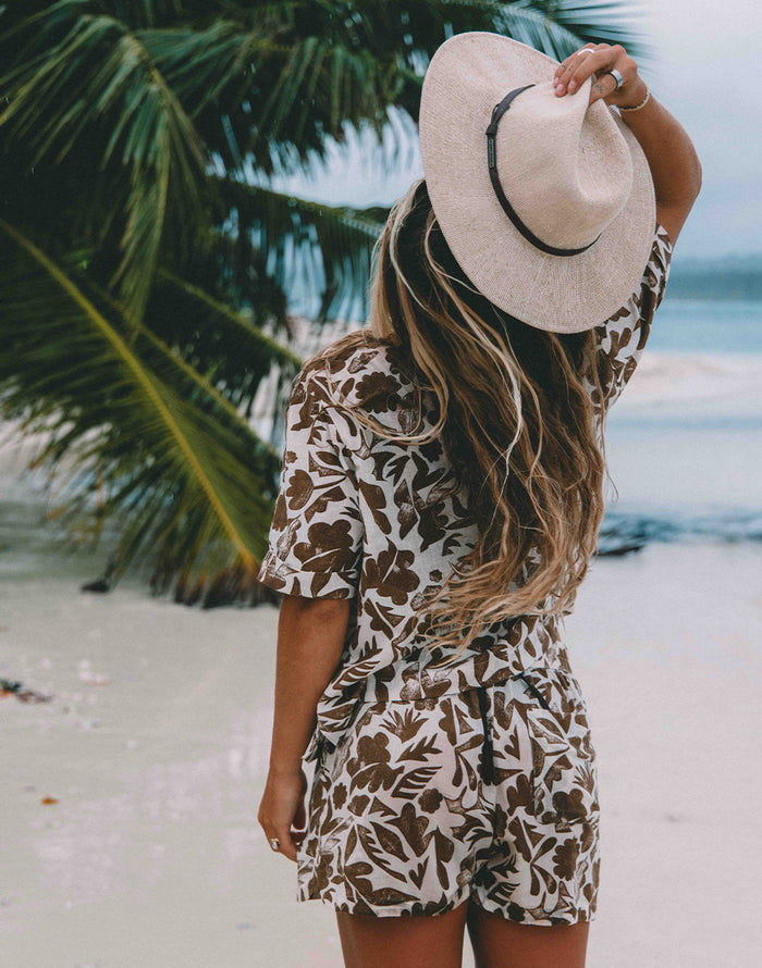 Luca Linen Shirt: Rum Print - FINAL SALE